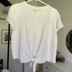 Madewell White Tie Front Tee